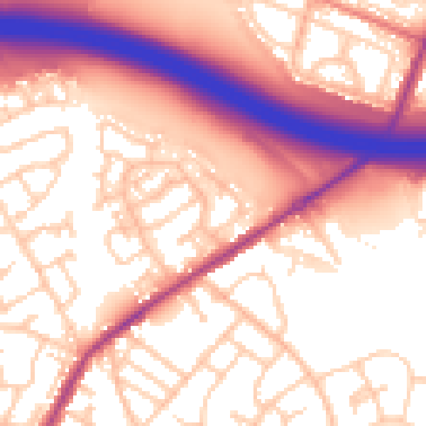 Daytime road noise heatmap for M38 9AE