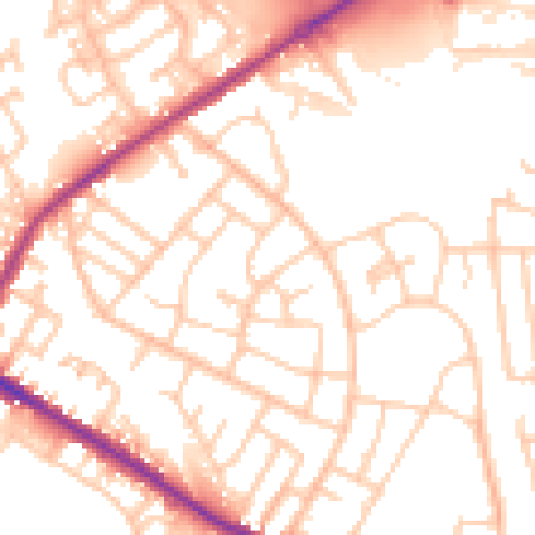 Daytime road noise heatmap for M38 9GP
