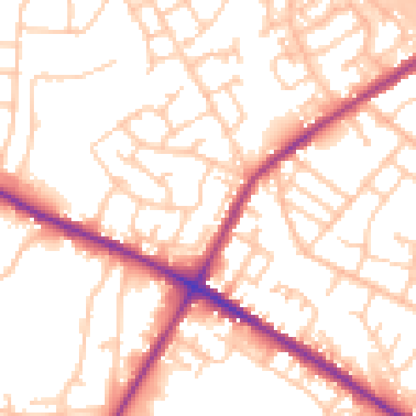 Daytime road noise heatmap for M38 9GU