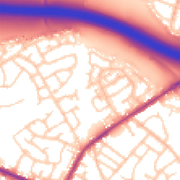 Daytime road noise heatmap for M38 9HB