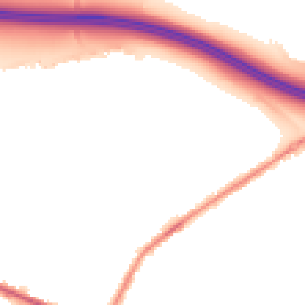 Night-time road noise heatmap for M38 9HB