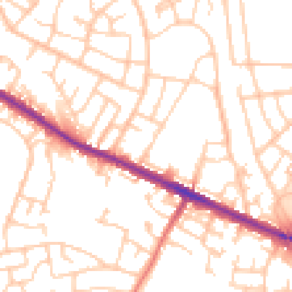 Daytime road noise heatmap for M38 9ND