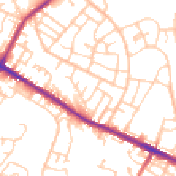 Daytime road noise heatmap for M38 9PH