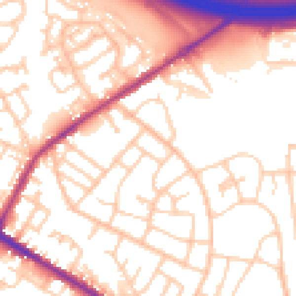 Daytime road noise heatmap for M38 9QW