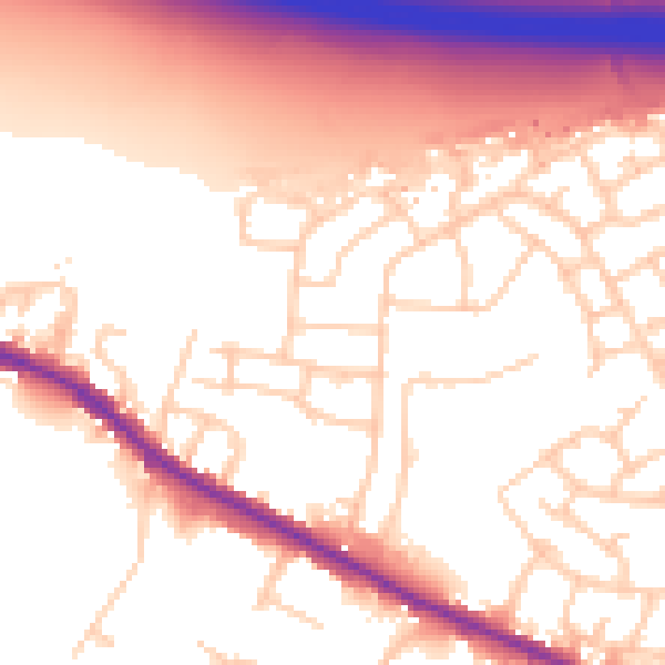 Daytime road noise heatmap for M38 9TF