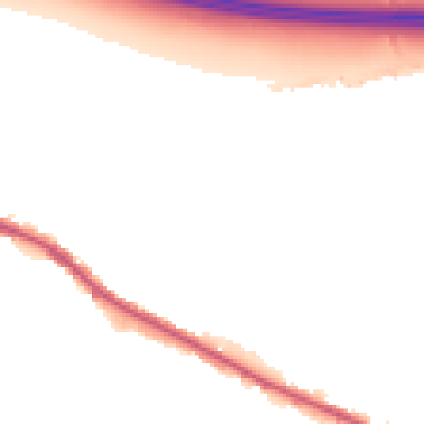 Night-time road noise heatmap for M38 9TF