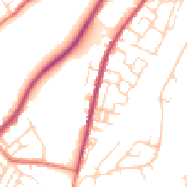 Daytime road noise heatmap for M40 0BG