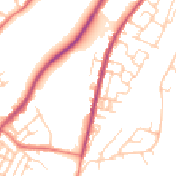 Daytime road noise heatmap for M40 0BP