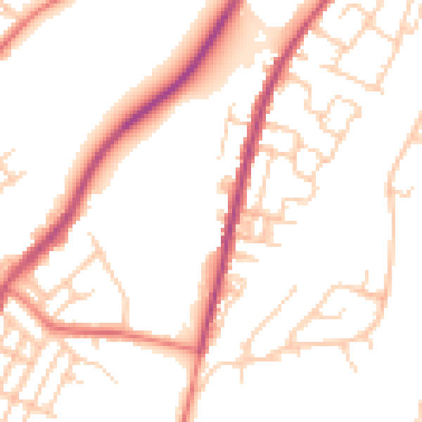 Daytime road noise heatmap for M40 0BQ