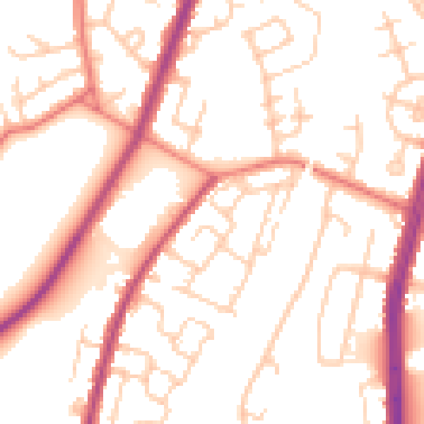 Daytime road noise heatmap for M40 0BR