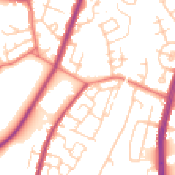 Daytime road noise heatmap for M40 0DE