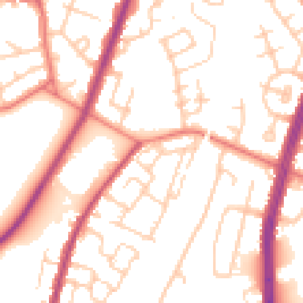 Daytime road noise heatmap for M40 0DH