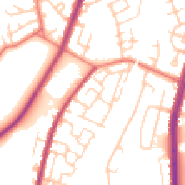 Daytime road noise heatmap for M40 0DL