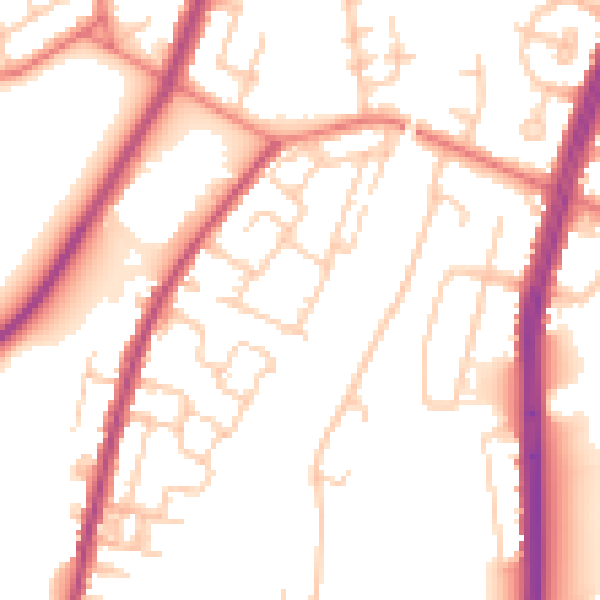 Daytime road noise heatmap for M40 0DS