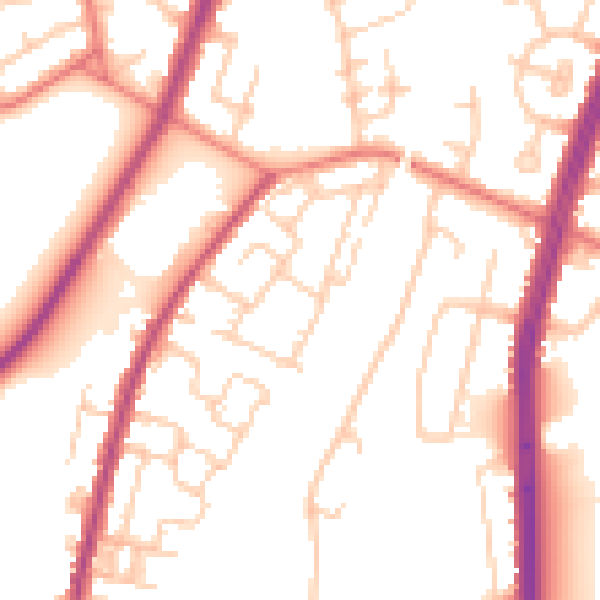 Daytime road noise heatmap for M40 0DT