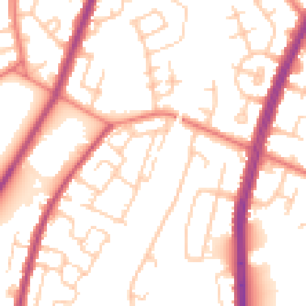 Daytime road noise heatmap for M40 0DU