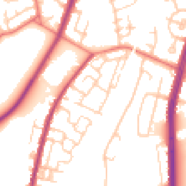 Daytime road noise heatmap for M40 0DW