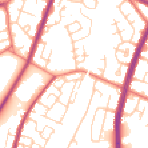 Daytime road noise heatmap for M40 0DZ