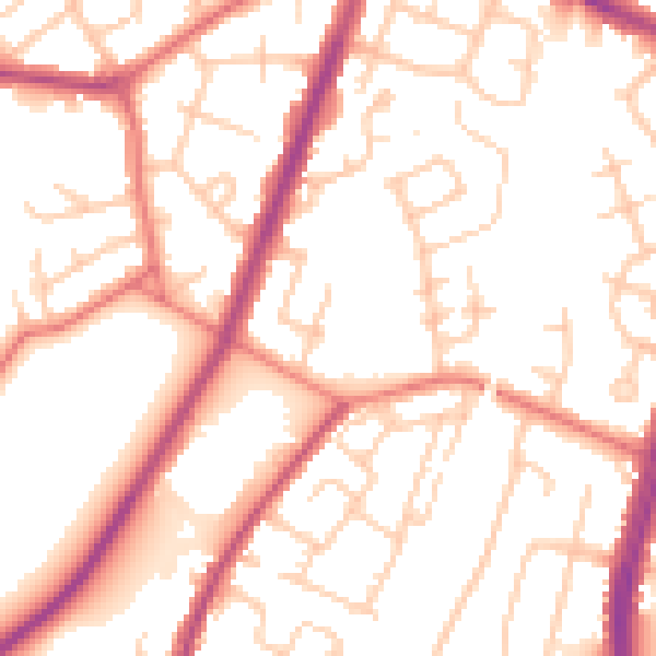 Daytime road noise heatmap for M40 0EE