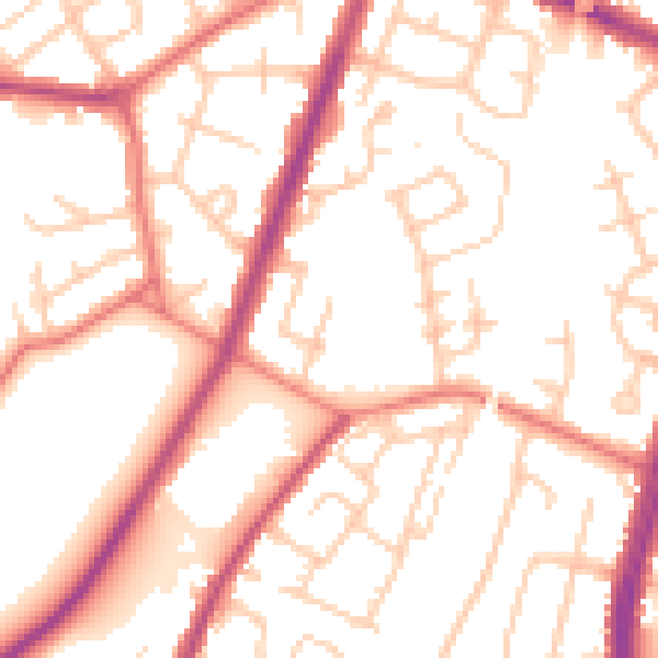Daytime road noise heatmap for M40 0EN