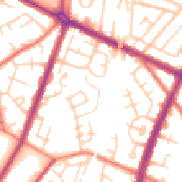 Daytime road noise heatmap for M40 0EY