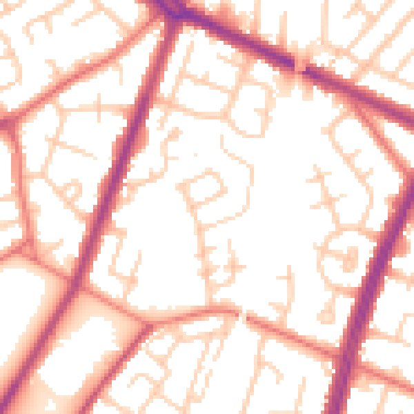 Daytime road noise heatmap for M40 0GE