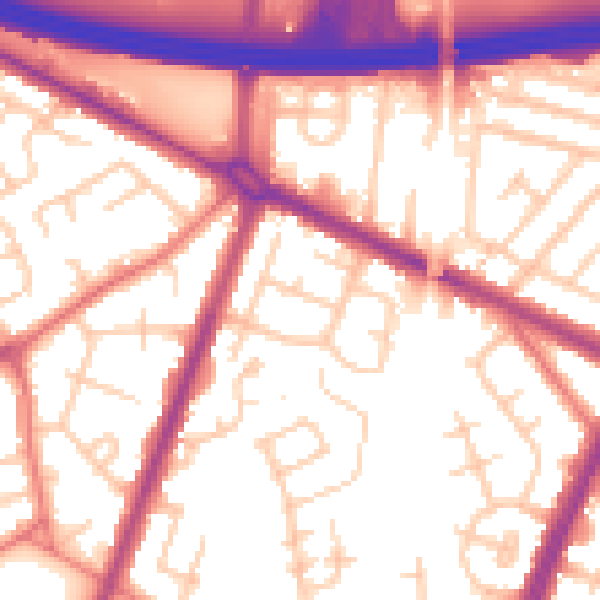 Daytime road noise heatmap for M40 0HH