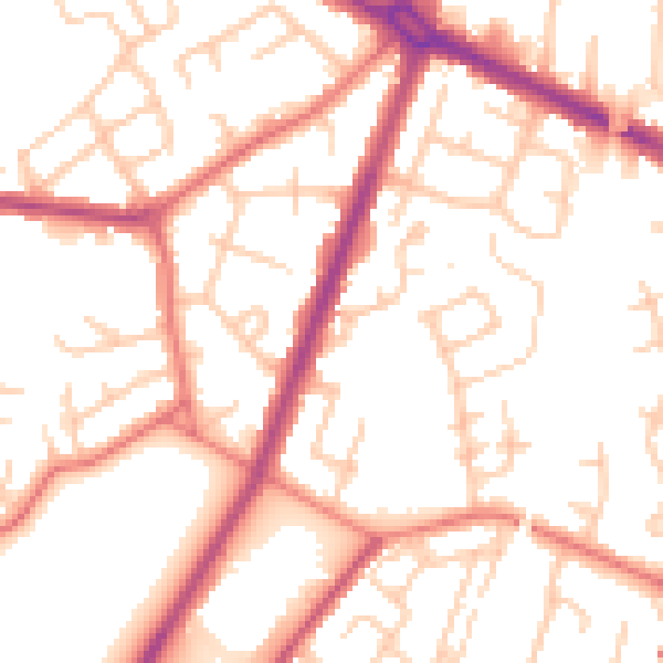 Daytime road noise heatmap for M40 0HT