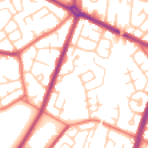 Daytime road noise heatmap for M40 0HY