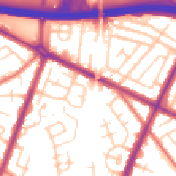 Daytime road noise heatmap for M40 0JT