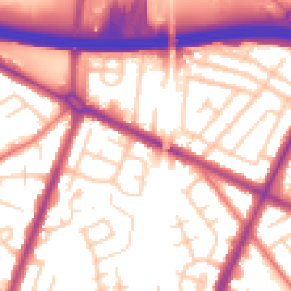 Daytime road noise heatmap for M40 0JX