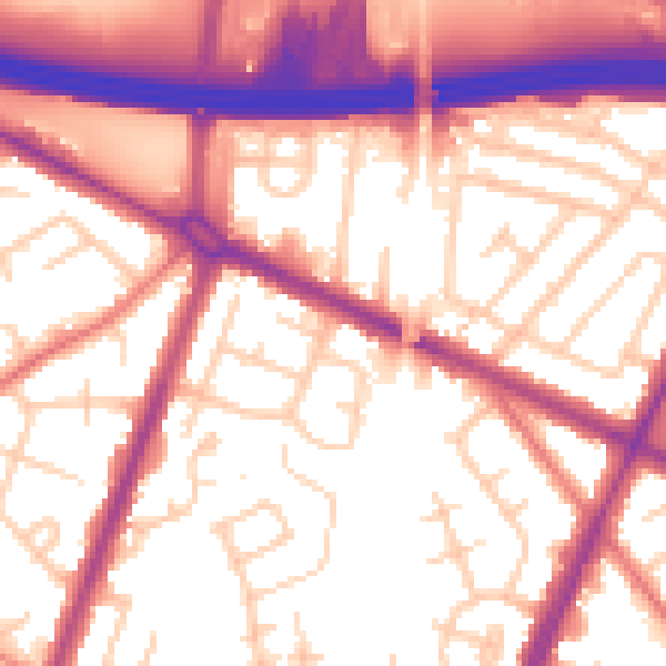 Daytime road noise heatmap for M40 0JZ