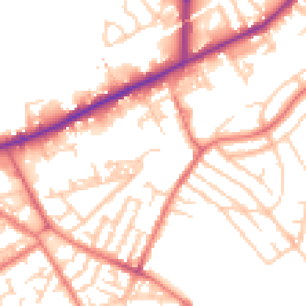 Daytime road noise heatmap for M40 1DD