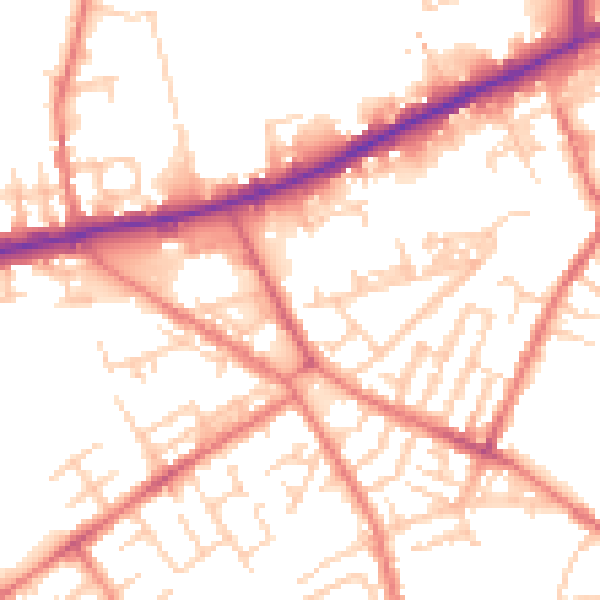 Daytime road noise heatmap for M40 1HH