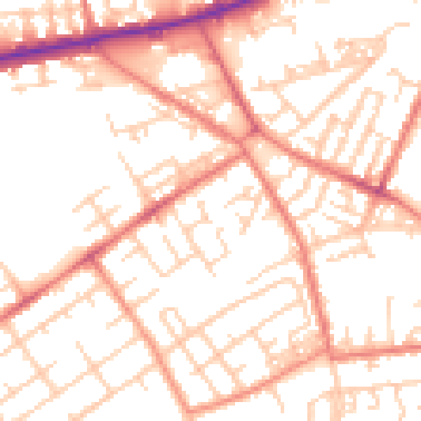 Daytime road noise heatmap for M40 1LL