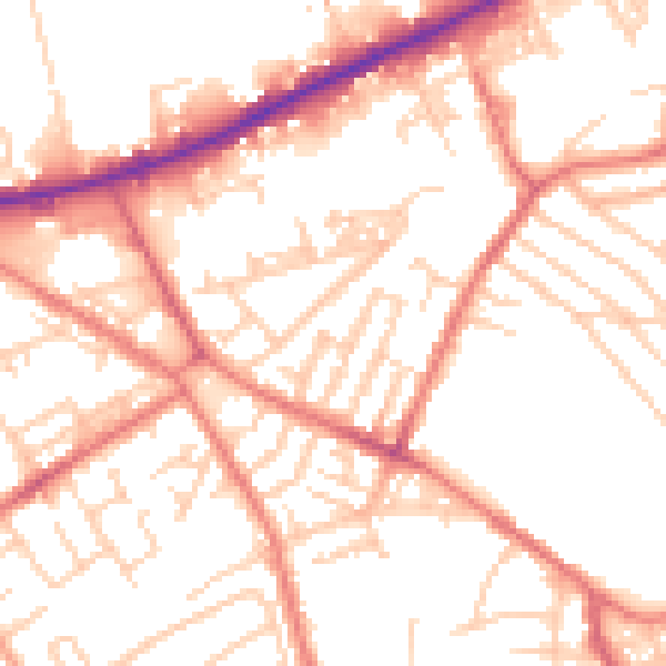 Daytime road noise heatmap for M40 1NQ