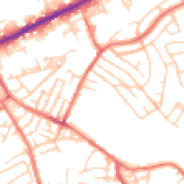 Daytime road noise heatmap for M40 1PJ