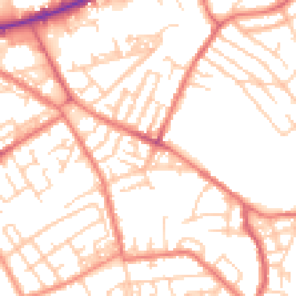 Daytime road noise heatmap for M40 1PZ