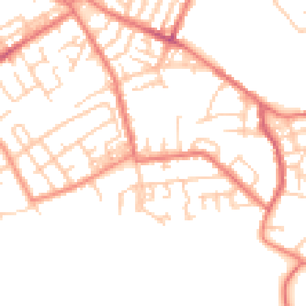 Daytime road noise heatmap for M40 1UB