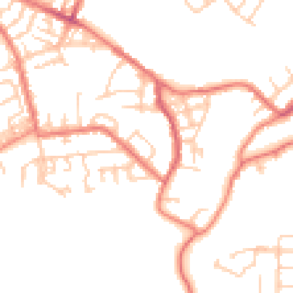 Daytime road noise heatmap for M40 1WJ