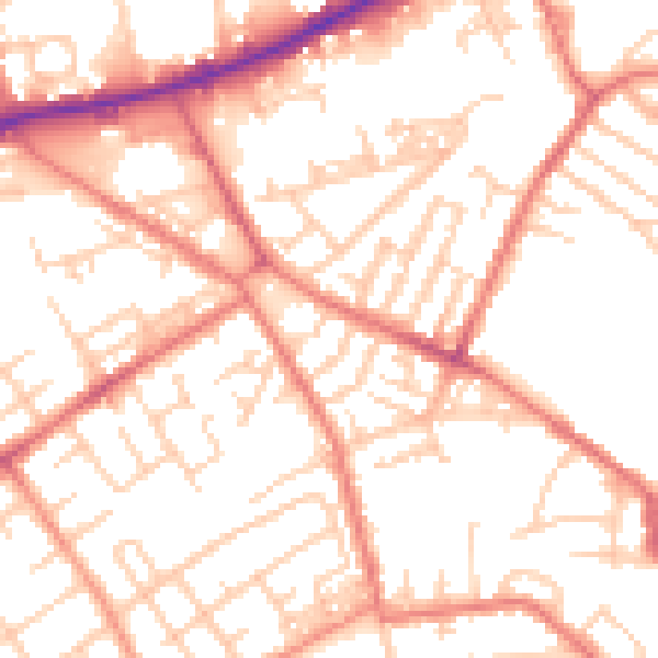 Daytime road noise heatmap for M40 1WR