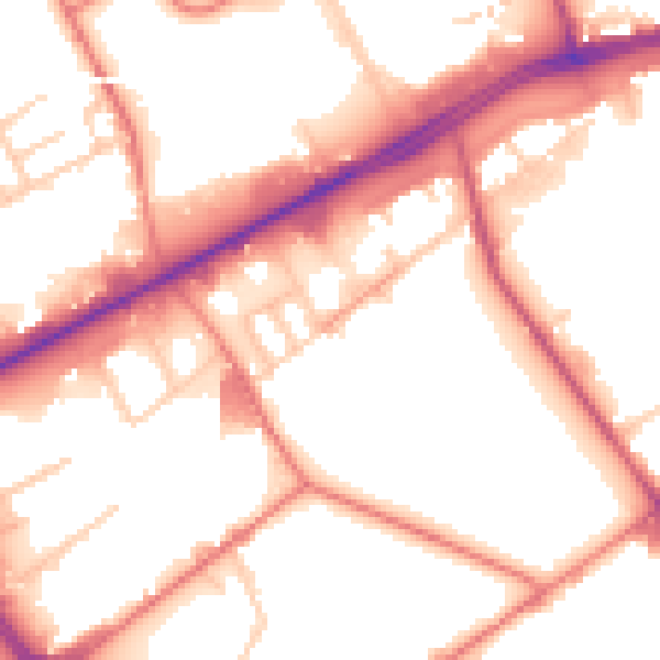 Daytime road noise heatmap for M40 2AF