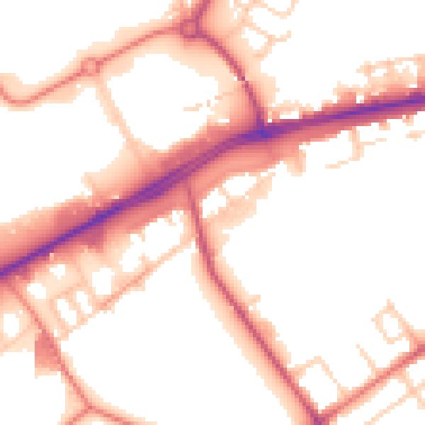 Daytime road noise heatmap for M40 2DB