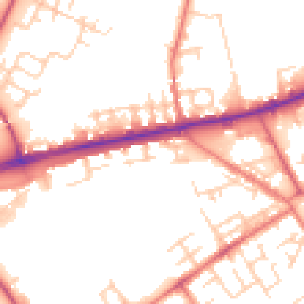 Daytime road noise heatmap for M40 2EQ