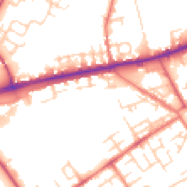 Daytime road noise heatmap for M40 2FR