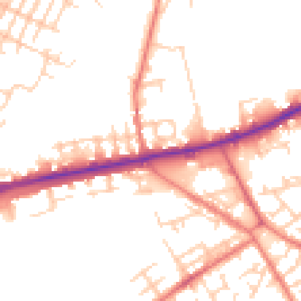 Daytime road noise heatmap for M40 3AY