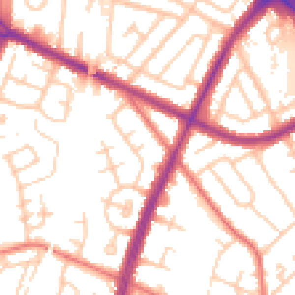 Daytime road noise heatmap for M40 3LD