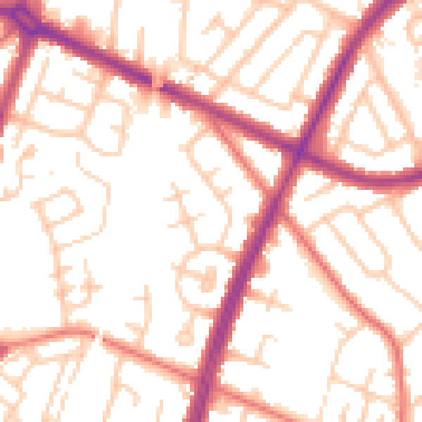Daytime road noise heatmap for M40 3LT