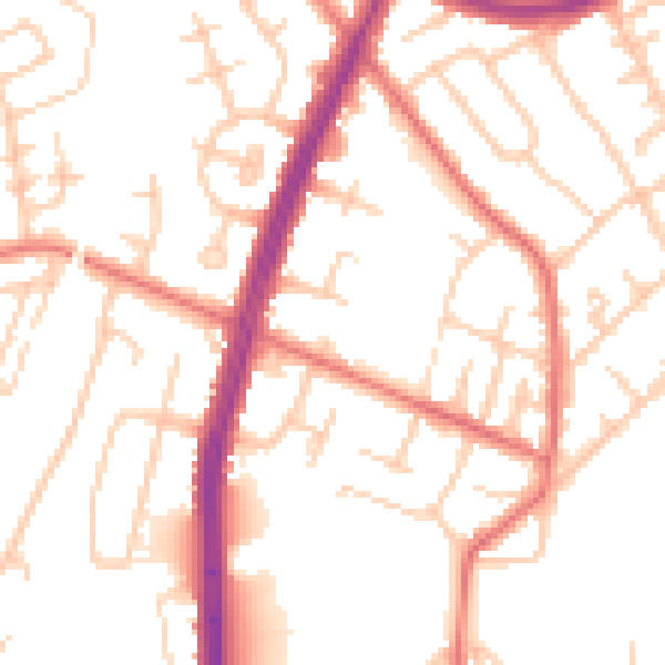 Daytime road noise heatmap for M40 3QA