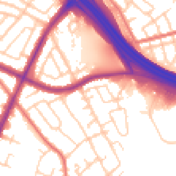 Daytime road noise heatmap for M40 3RE